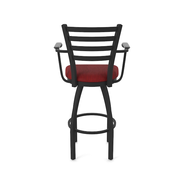 Holland Bar Stool Co Jackie with Arms 36 in. Swivel Bar Stool with Black Wrinkle Finish and Graph Ruby Seat - 415