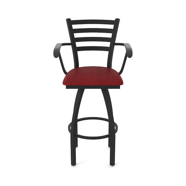 Holland Bar Stool Co Jackie with Arms 36 in. Swivel Bar Stool with Black Wrinkle Finish and Graph Ruby Seat - 415