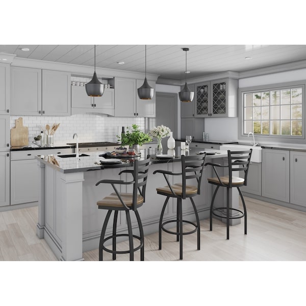 Holland Bar Stool Co Jackie with Arms 36 in. Swivel Bar Stool with Black Wrinkle Finish and Graph Ruby Seat - 415