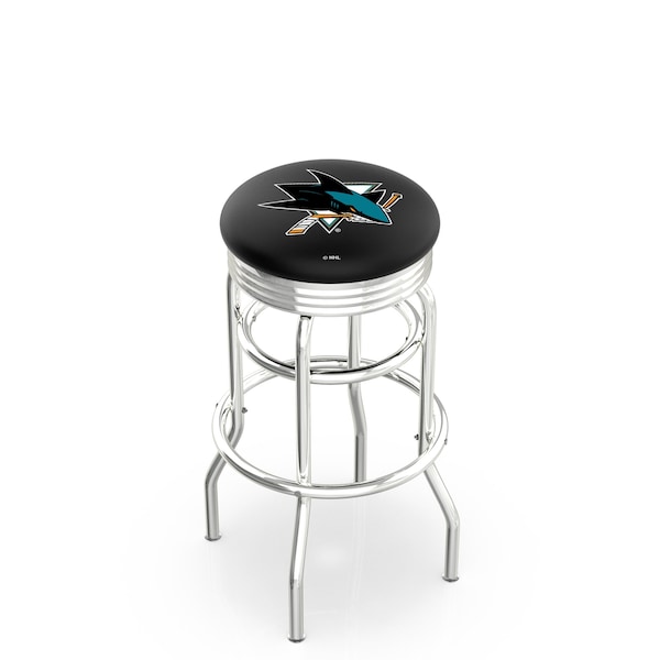 Holland Bar Stool Co 25" Chrome 2-Ring San Jose Sharks Swivel Bar Stool, Accent Ring - L7C3C25SJSHAR
