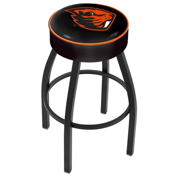 Holland Bar Stool Co 30" 4" Oregon State Cushion Seat, Blk Wrinkle Base Swivel Bar Stool - L8B130OREGST