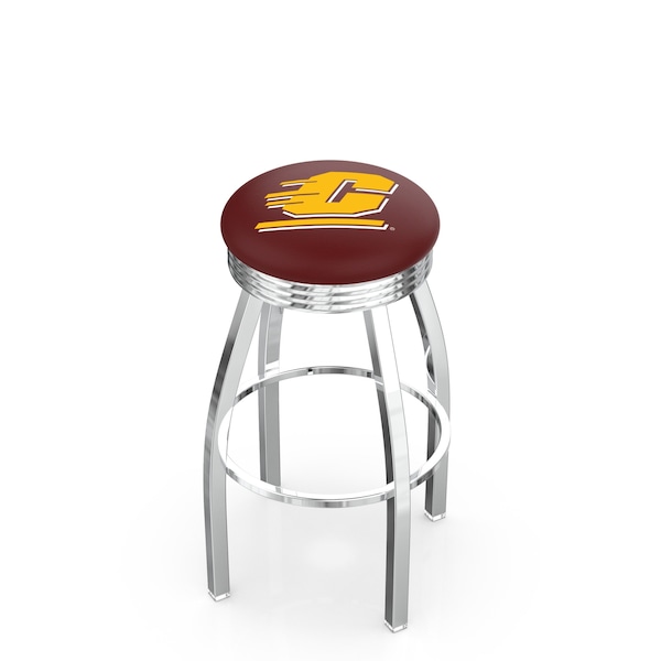 Holland Bar Stool Co 30" Chrome Central Michigan Swivel Bar Stool, Accent Ring - L8C3C30CENMIC
