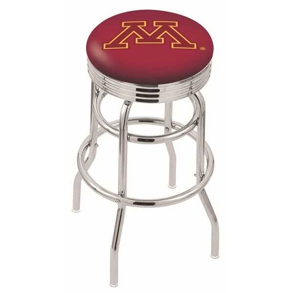 Holland Bar Stool Co 25" Chrome 2-Ring Minnesota Swivel Bar Stool, Accent Ring - L7C3C25MINNUN