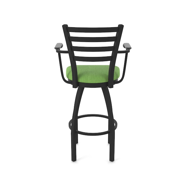 Holland Bar Stool Co Jackie with Arms 30 in. Swivel Bar Stool with Black Wrinkle Finish and Graph Parrot Seat - 415