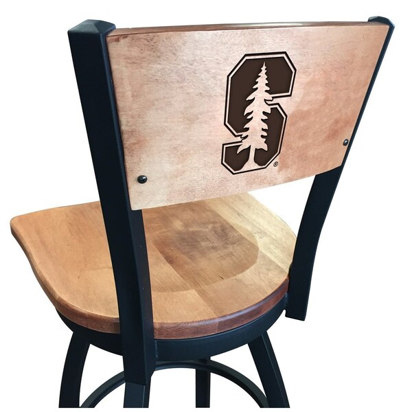 Holland Bar Stool Co 25" Blk Wrinkle Stanford Swivel Bar Stool, Laser Engraved Back - L03825BWMEDMPLASTNFRDMEDMPL