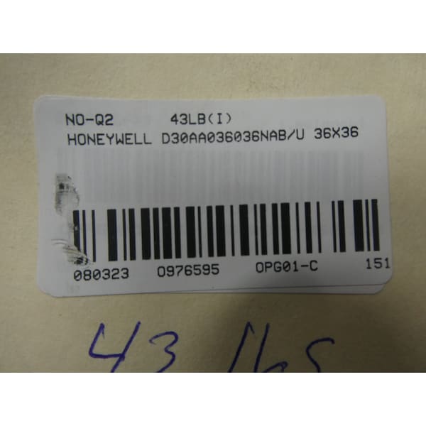 Honeywell DAMPER FAN AND BLOWER PARTS AND ACCESSORY - D30AA036036NAB/U 36X36