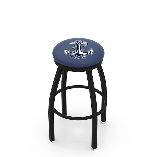 Holland Bar Stool Co 30" Blk Wrinkle US Naval Academy NAVY Swivel Bar Stool, Accent Ring - L8B2B30USNAVA