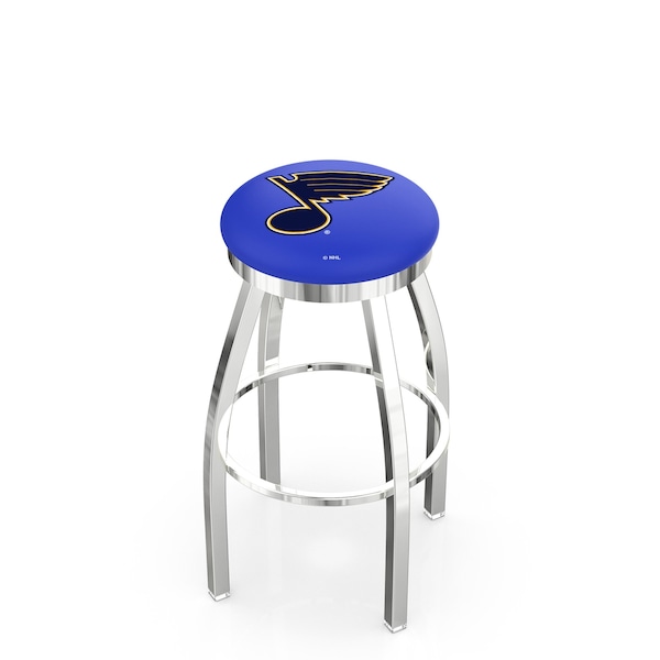 Holland Bar Stool Co 25" Chrome St Louis Blues Swivel Bar Stool, Accent Ring - L8C2C25STLBLU