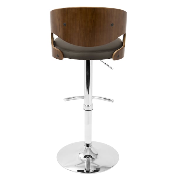 Lumisource Pino Adjustable Swivel Barstool in Walnut and Brown Faux Leather - BS-JY-PN WL+BN
