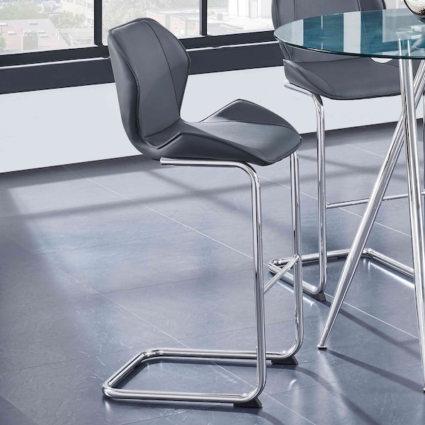 Global Furniture Usa Contemporary PU D1446 2 Grey Bar Stools - 2936
