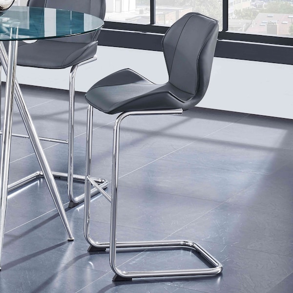 Global Furniture Usa Contemporary PU D1446 2 Grey Bar Stools - 2936