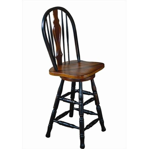 Fine-Line 24" Keyhole Barstool in Antique Black with Cherry Accents - FI130619