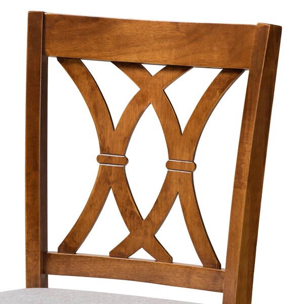 Baxton Studio Calista Grey Upholstered and Walnut Wood 2-Piece Bar Stool Set - 167-10855