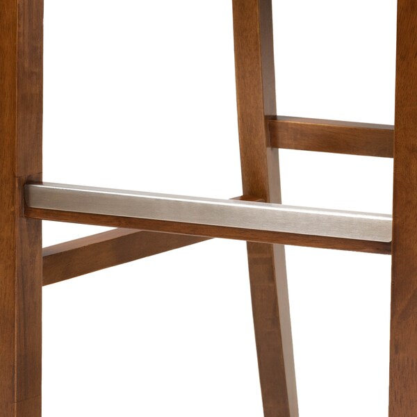 Baxton Studio Calista Grey Upholstered and Walnut Wood 2-Piece Bar Stool Set - 167-10855