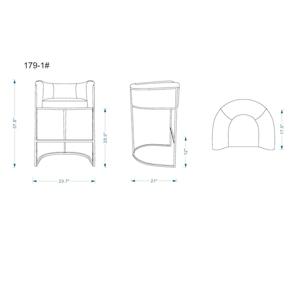 Manhattan Comfort Cosmopolitan Barstool in Grey and Black (Set of 2) - 2-BS015-GY