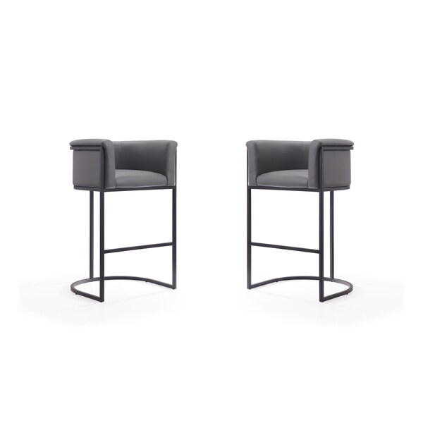 Manhattan Comfort Cosmopolitan Barstool in Grey and Black (Set of 2) - 2-BS015-GY