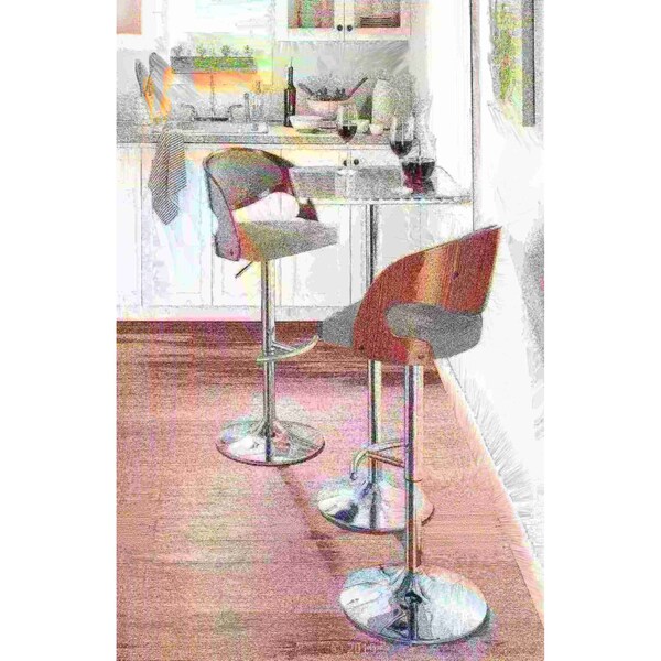 Lumisource Pino Adjustable Swivel Barstool in Walnut and Grey Fabric - BS-JY-PN WL+GY