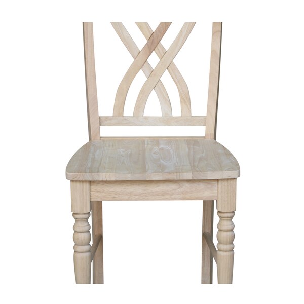 International Concepts Lattice Bar Height Stool, 30" Seat Height, Unfinished - S-3903