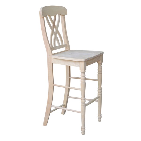 International Concepts Lattice Bar Height Stool, 30" Seat Height, Unfinished - S-3903