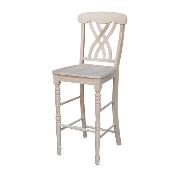 International Concepts Lattice Bar Height Stool, 30" Seat Height, Unfinished - S-3903