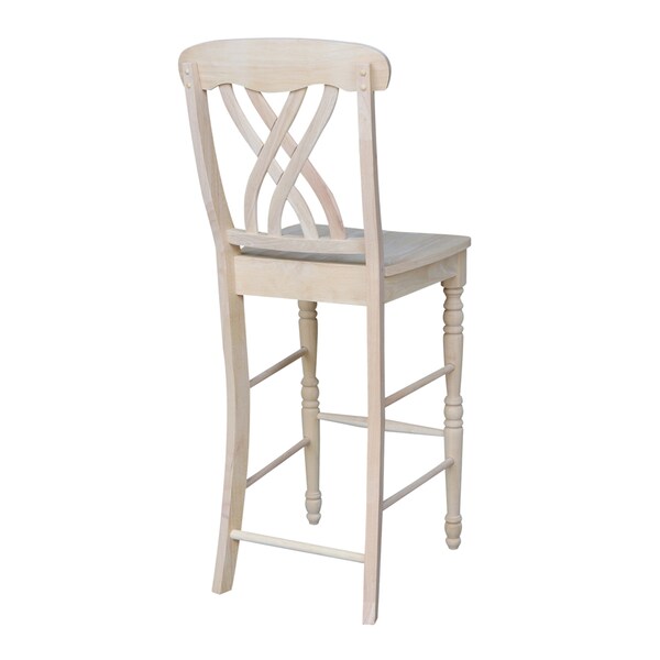 International Concepts Lattice Bar Height Stool, 30" Seat Height, Unfinished - S-3903