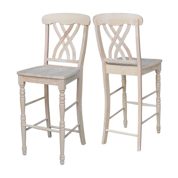 International Concepts Lattice Bar Height Stool, 30" Seat Height, Unfinished - S-3903