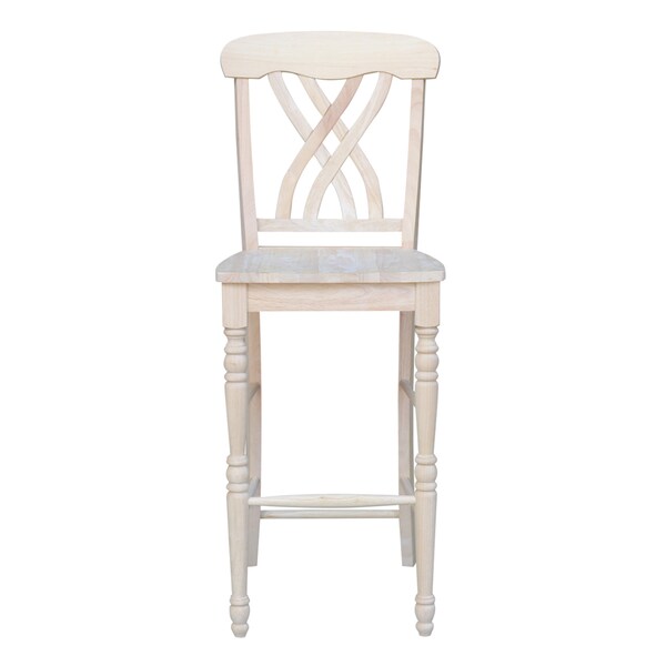 International Concepts Lattice Bar Height Stool, 30" Seat Height, Unfinished - S-3903
