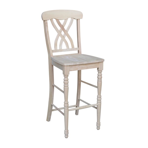 International Concepts Lattice Bar Height Stool, 30" Seat Height, Unfinished - S-3903