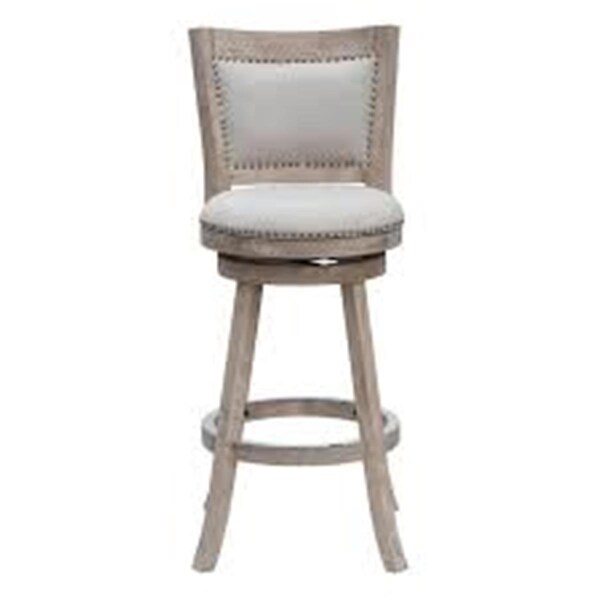 Boraam 29 in. Melrose Barstool White wash Wire- brush and Ivory - 76629