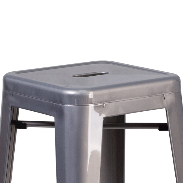 Flash Furniture 30'' High Backless Clear Coated Metal Indoor Barstool, Square Seat, PK4 - 4-XU-DG-TP0004-30-GG