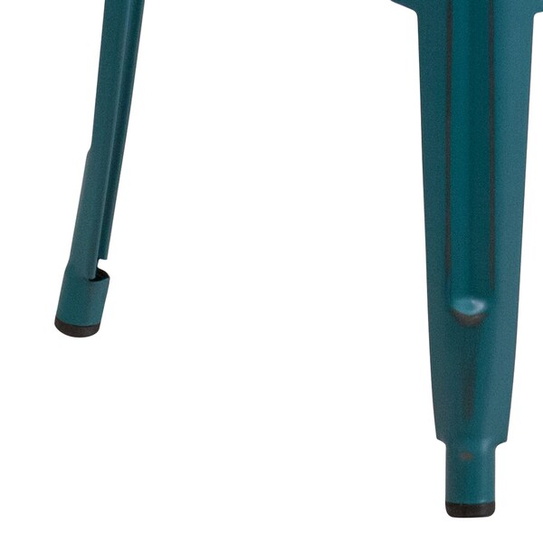 Flash Furniture 4Pack 30" High Aged Kelly Blue-Teal Metal Barstool - 4-ET-BT3503-30-KB-GG