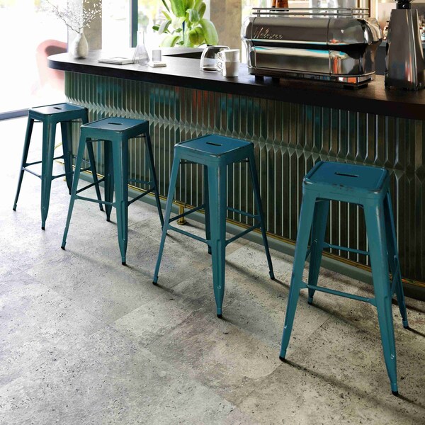 Flash Furniture 4Pack 30" High Aged Kelly Blue-Teal Metal Barstool - 4-ET-BT3503-30-KB-GG