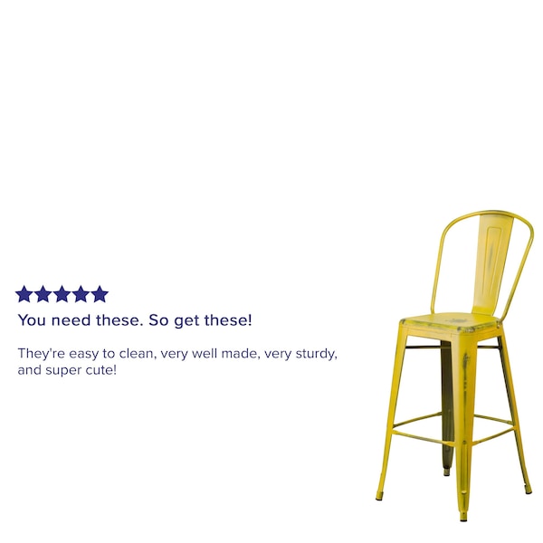 Flash Furniture Distressed Yellow Metal Stool, PK4 - 4-ET-3534-30-YL-GG
