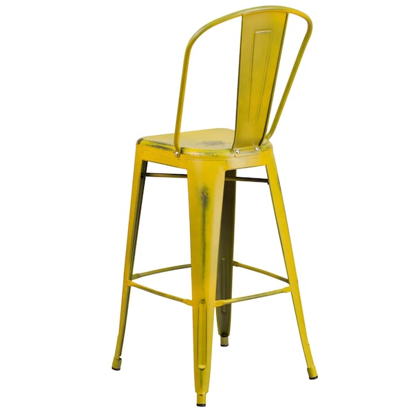 Flash Furniture Distressed Yellow Metal Stool, PK4 - 4-ET-3534-30-YL-GG