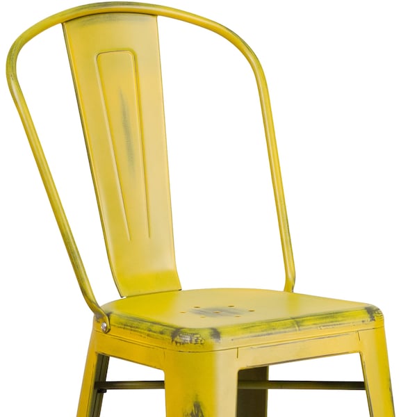 Flash Furniture Distressed Yellow Metal Stool, PK4 - 4-ET-3534-30-YL-GG
