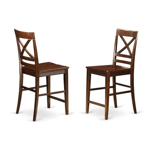 East West Furniture East West Furniture QUS-MAH-W Quincy Counter Height Stools with X-Back in Mahogany Finish - Set of 2 - QUS-MAH-W