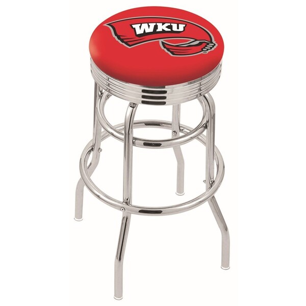 Holland Bar Stool Co 30" Chrome 2-Ring Western Kentucky Swivel Bar Stool, Accent Ring - L7C3C30WESTKY