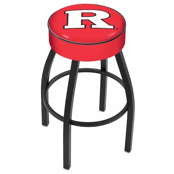 Holland Bar Stool Co 25" 4" Rutgers Cushion Seat, Blk Wrinkle Base Swivel Bar Stool - L8B125RUTGER