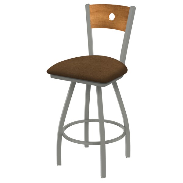 Holland Bar Stool Co 30" Swivel Counter Stool, SS Finish, Med Back, Rein Thatch Seat - 83036ANMEDMPLB026