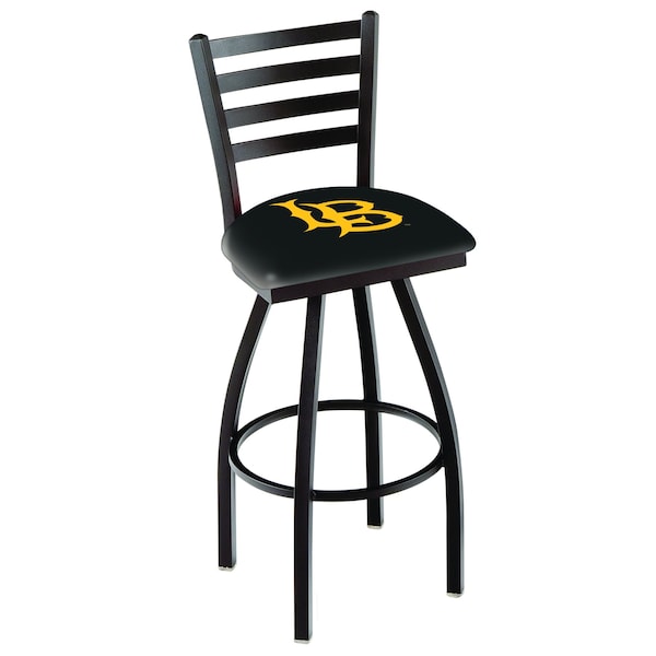 Holland Bar Stool Co 30" Blk Wrnkl Long Beach State University Swivel Bar Stool, Ladder Back - L01430LBSTUN