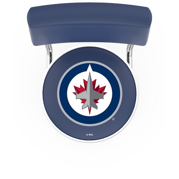 Holland Bar Stool Co 30" Chrome 2-Ring Winnipeg Jets Swivel Bar Stool, Back - L7C430WINJET