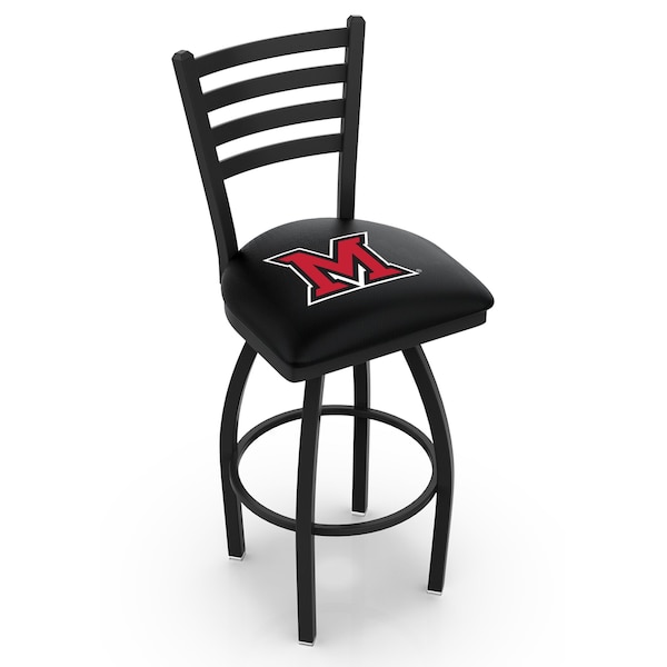 Holland Bar Stool Co 25" Blk Wrinkle Miami (OH) Swivel Bar Stool, Ladder Back - L01425MIA-OH