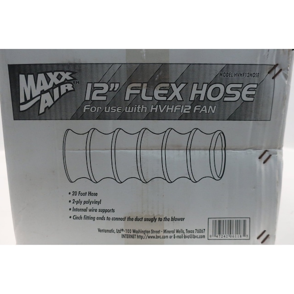 Maxx Air Portable Blower Hose 12In 20Ft Flexible Tube And Hose - HVHF12HOSE