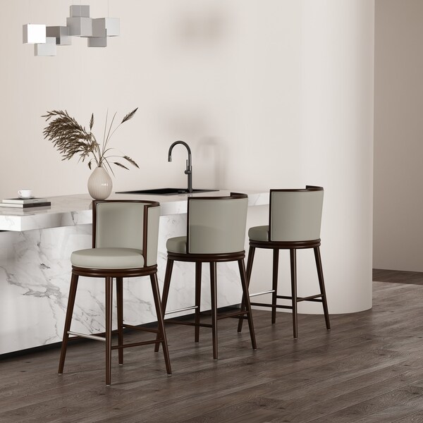 Manhattan Comfort Evalyn Barstool in Stone - Set of 3 - 3-BS024-ST