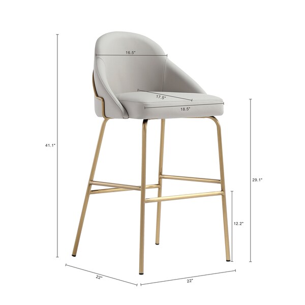 Manhattan Comfort Gracie Barstool in Stone and Gold - BS022-GST