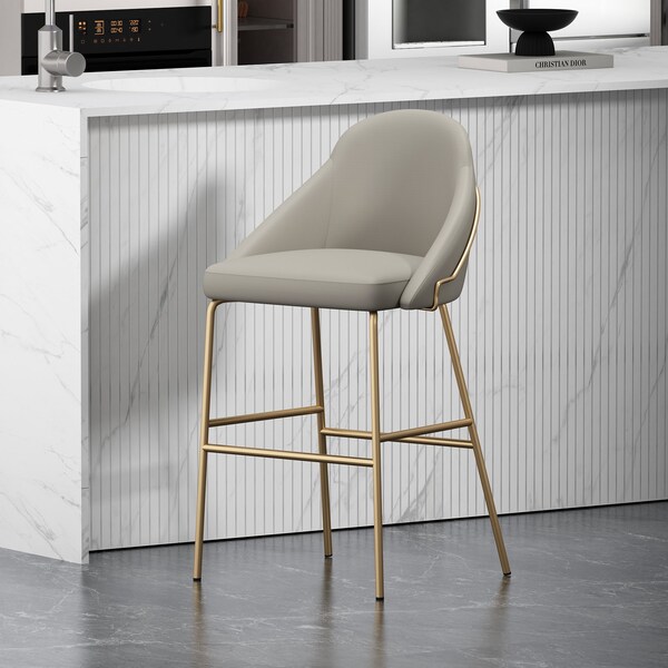 Manhattan Comfort Gracie Barstool in Stone and Gold - BS022-GST