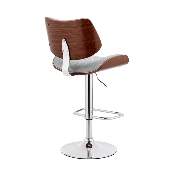 Armen Living Leland Adjustable Gray Faux Leather and Chrome Finish Bar Stool - LCLEBAWAGR