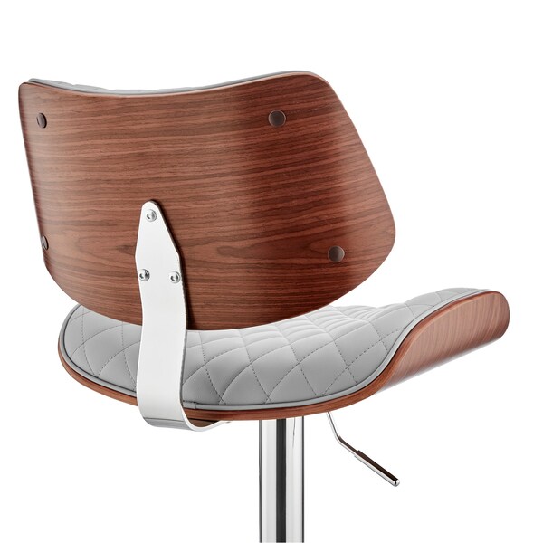 Armen Living Leland Adjustable Gray Faux Leather and Chrome Finish Bar Stool - LCLEBAWAGR