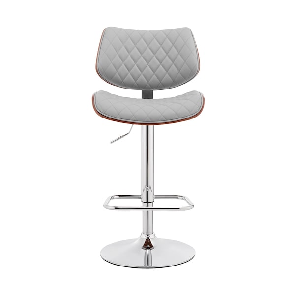 Armen Living Leland Adjustable Gray Faux Leather and Chrome Finish Bar Stool - LCLEBAWAGR