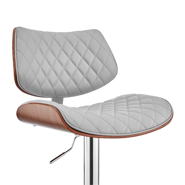 Armen Living Leland Adjustable Gray Faux Leather and Chrome Finish Bar Stool - LCLEBAWAGR